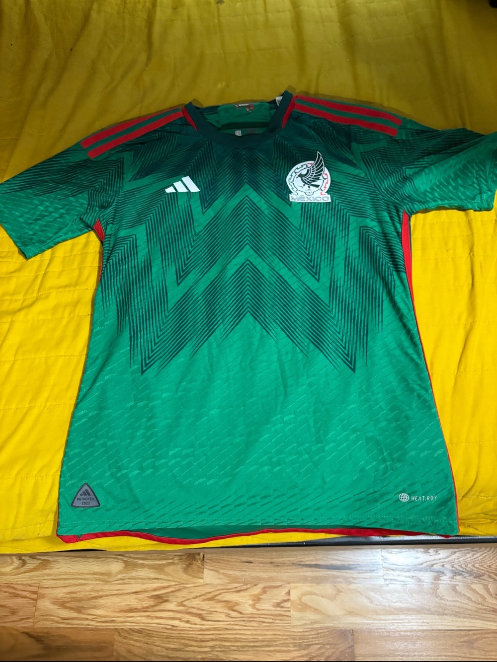 adidas Green Mexico Football Jersey with Red Accents